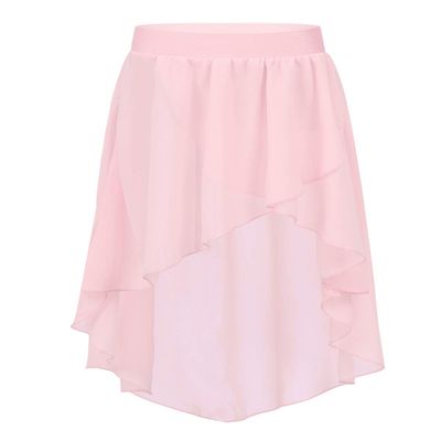 CHICTRY Big Girls Kids Irregular High-Low Dance Skirt Elastic Waist Flowy Chiffon Lyrical Dancing Costumes Pink 10