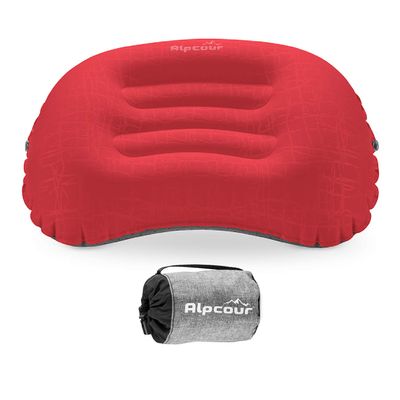Alpcour Camping Pillow Large, Inflatable, Ultralight Sleeping Pillow with Easy Blow Up Design, Soft Waterproof Exterior Cover and Compact Carry Case for Hiking, Backpacking, Airplane Travel & More