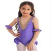 YEAHDOR Little Girls' Circus Show Costume Fancy Dress One Piece Dance Leotard Performance Uniform Halloween Outfit Lavender 7-8 view 1