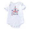 4th of July Baby Girl Outfit American Flag Romper + Ruffle Tulle Tutu Skirt + Flower Headband + Shoes Toddler 1st Birthday Unicorn Dress Independence Day Patriotic Party Clothes 4pcs Set White 3-6M view 2