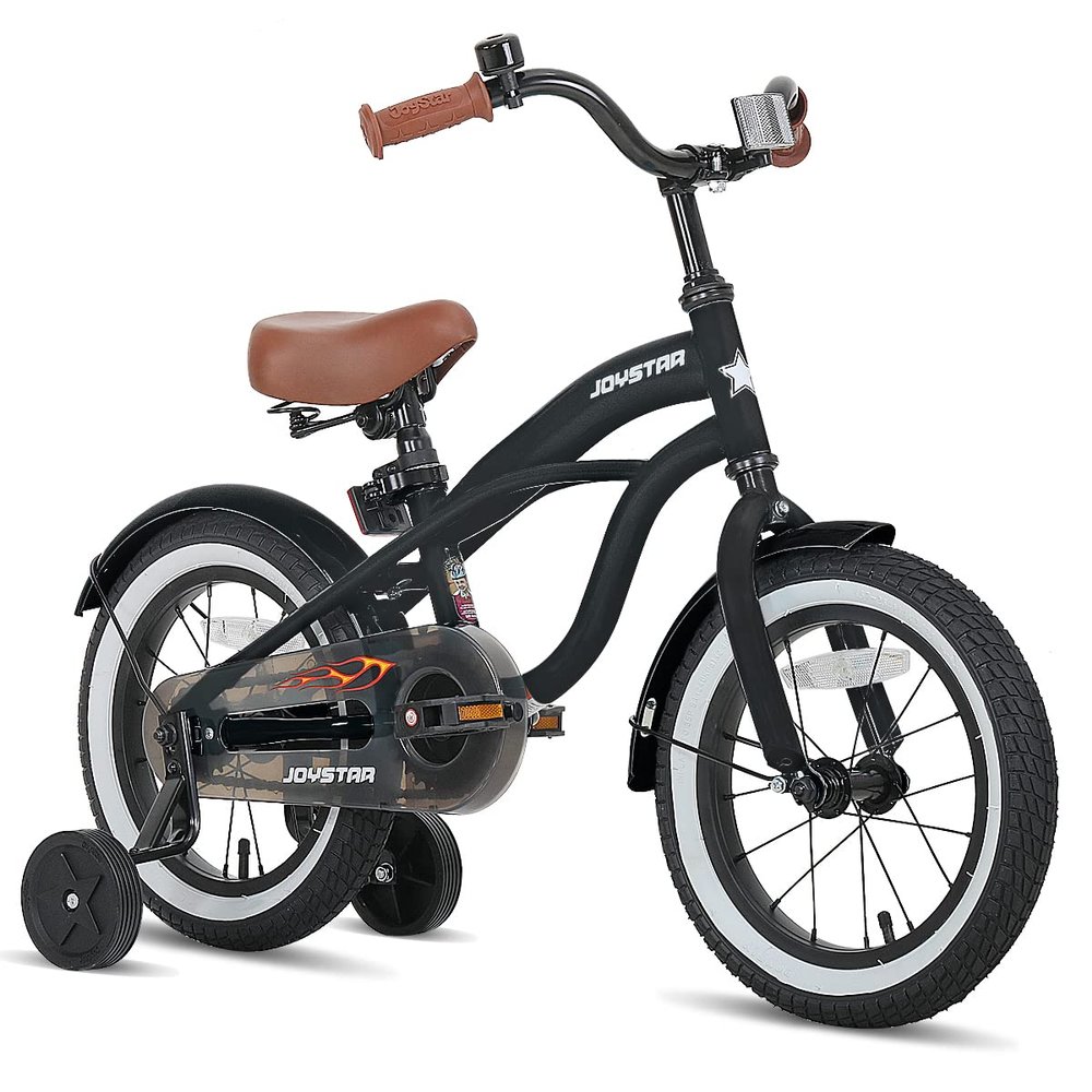 JOYSTAR 14 Inch Kids Bike with Training Wheels for Ages 3-5 Years Old Girls Boys Bikes Toddler Bike Beach Cruiser Kids Bicycle Black