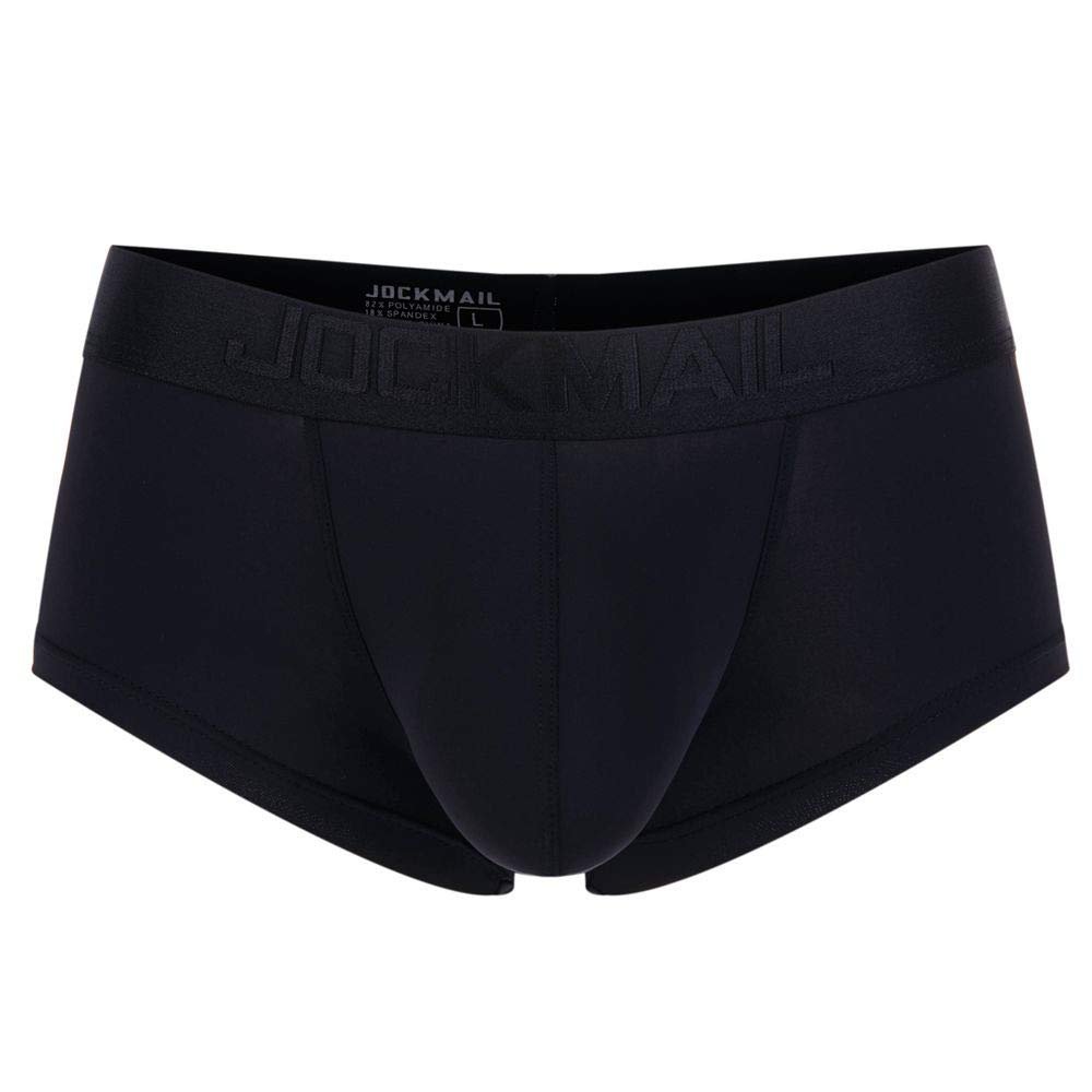 JOCKMAIL Ultra-thin Ice Sexy Underwear Men Boxers Solid Convex Mens Underpants Short Panties Gay Male Boxers (XL, Black)