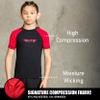Elite Sports Kids Jiu Jitsu BJJ Rash Guard, Short Half Sleeve Compression Shirt for Youth Boys Girls Sports Nogi Training Red view 3