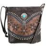 Zelris Floral Western Pu Tooled Leather Turquoise Concho Feathers Women Concealed Carry Crossbody Messenger Bag (Brown) view 1