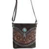 Zelris Floral Western Pu Tooled Leather Turquoise Concho Feathers Women Concealed Carry Crossbody Messenger Bag (Brown) view 2