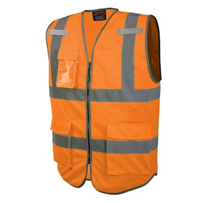 Pioneer Hi Vis Multi-Pocket Safety Vest - Lightweight with Reflective Tape for Traffic, Construction - Class 2 - Orange