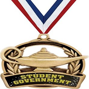 Student Government Medals, 2" Lamp of Learning Student Government Medal Awards with Custom Engraving 100 Pack Prime
