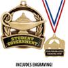 Student Government Medals, 2" Lamp of Learning Student Government Medal Awards with Custom Engraving 100 Pack Prime view 4