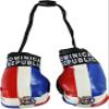 Dominican Republic Novelty Mini Boxing Gloves with Black Plastic Snap Connection view 1