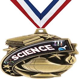 Science Medals - 1 1/2" Gold Science Fair Medal, Great Kids Science Awards with Custom Engraving 20 Pack