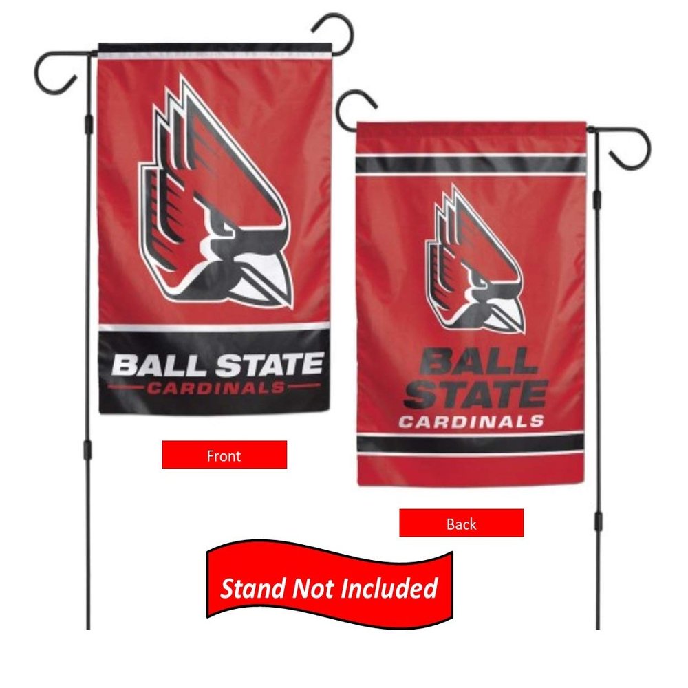 Ball State University Cardinals Garden Flag 12.5 x 18 Inch Double Sided College Yard Banner Flag Is Printed in the USA and Licensed by Wincraft