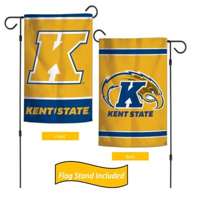 College Garden Flag Set With Stand, Printed in the USA, 12.5" x 18" College Flag With Three Piece Steel Yard Flag Stand Holder (Kent State)