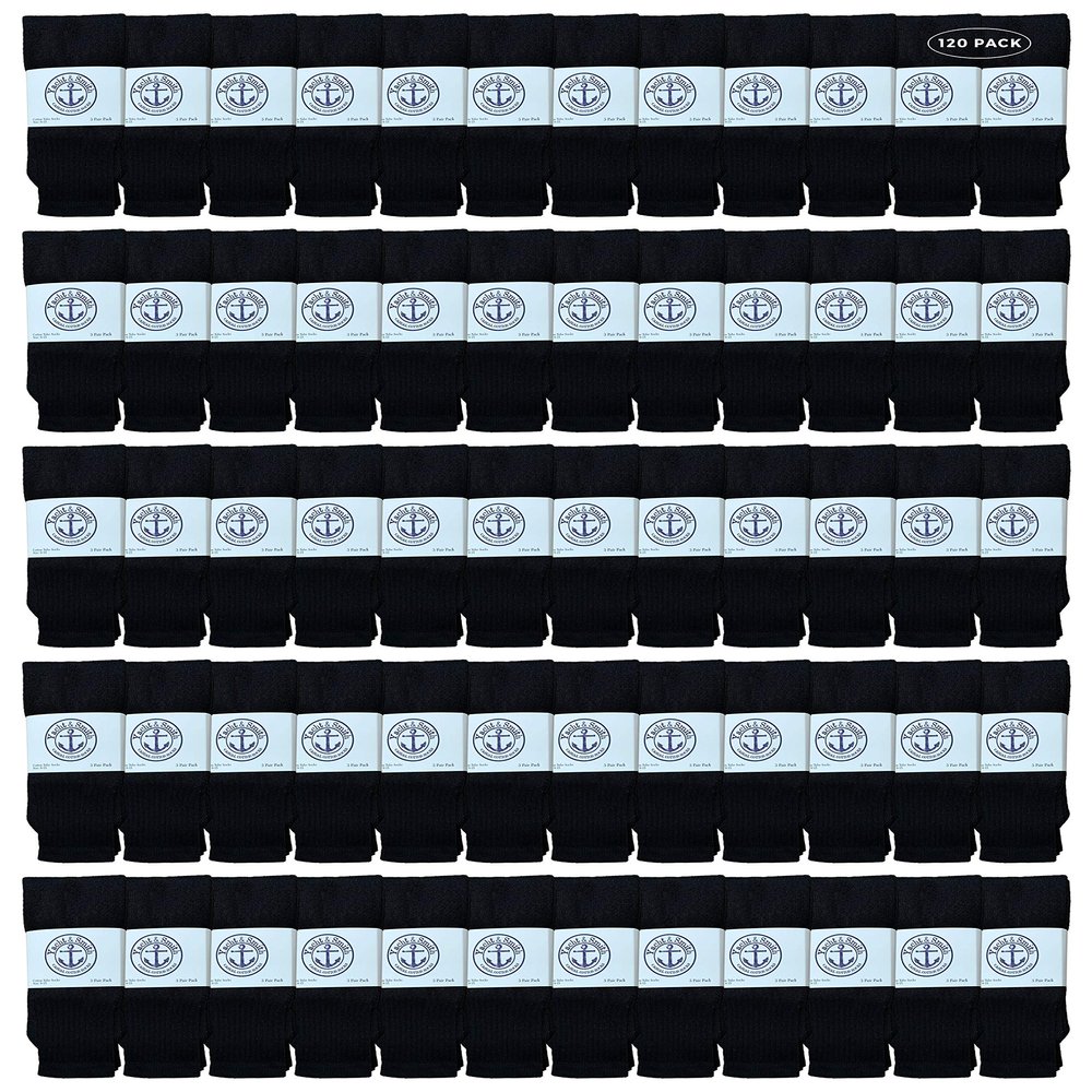 Yacht & Smith 120 Pairs Of Wholesale Women's Tube Socks, Women's Cotton Referee Sport Socks Size 9-11