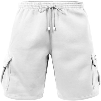 J. LOVNY Men's Comfy Fit Summer Drawstring Fleece Cargo SweatShorts M-7XL White