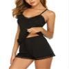 Avidlove Women's Shorts Pajama Set Cotton Sleepwear Lace Trim Pjs Set with Shorts (Black,M) view 1
