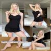 Avidlove Women's Shorts Pajama Set Cotton Sleepwear Lace Trim Pjs Set with Shorts (Black,M) view 2