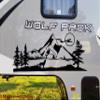 Wolf Mountain Moon Vinyl Sticker - RV Camper Graphics Scenery - Die Cut Decal - 44w x 17h inches view 2