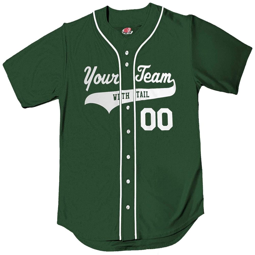 Dark Green White Piping Braid Trim Classic Custom Baseball Jersey | Youth Small