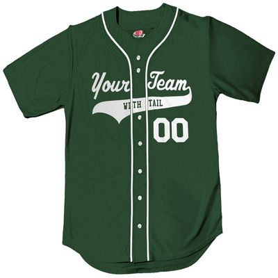 Dark Green White Piping Braid Trim Classic Custom Baseball Jersey | Youth Med