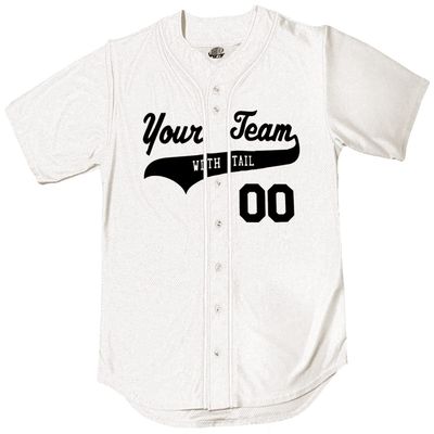 White Black Piping Braid Trim Classic Custom Baseball Jersey | Youth X-Large