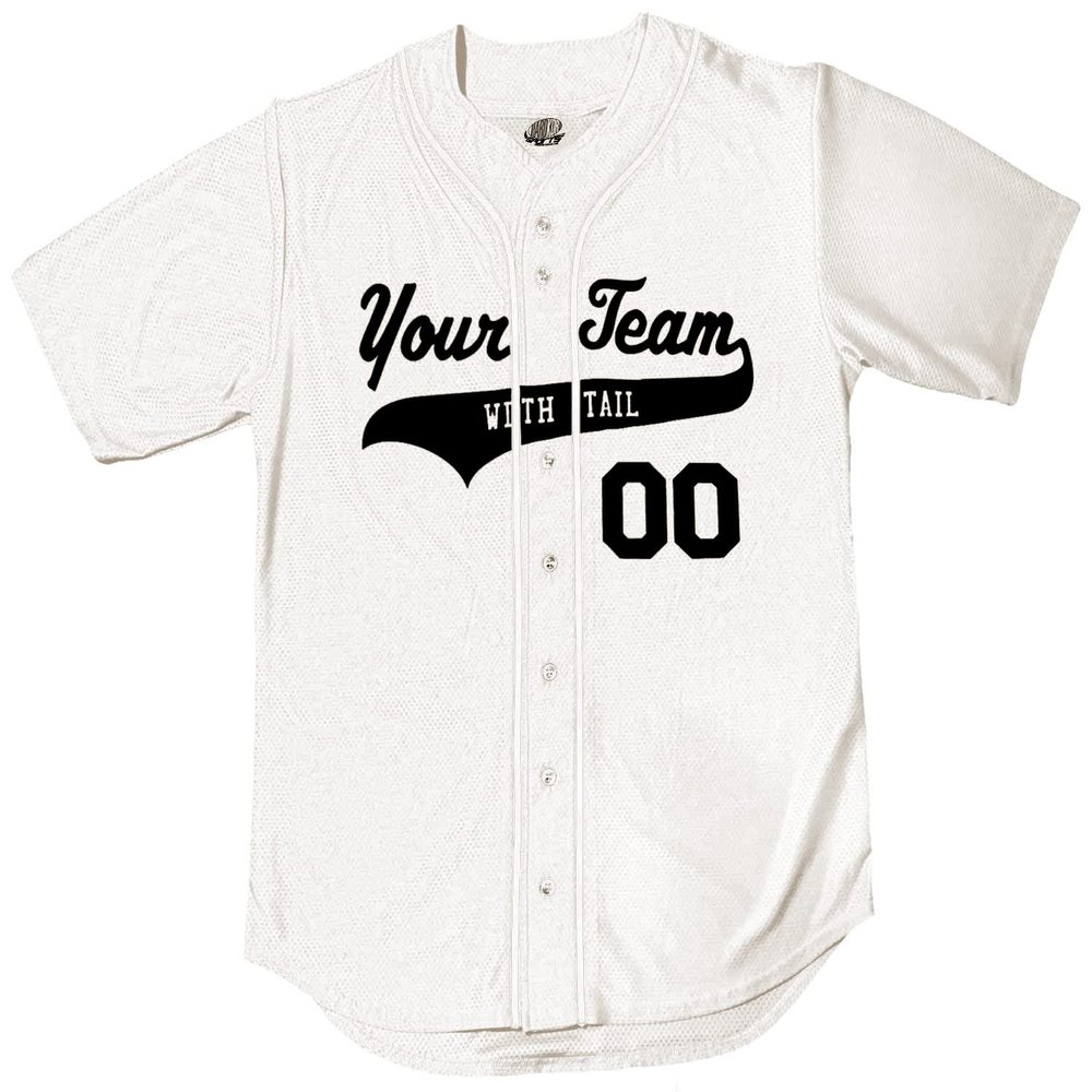 White Black Piping Braid Trim Classic Custom Baseball Jersey | Youth X-Large