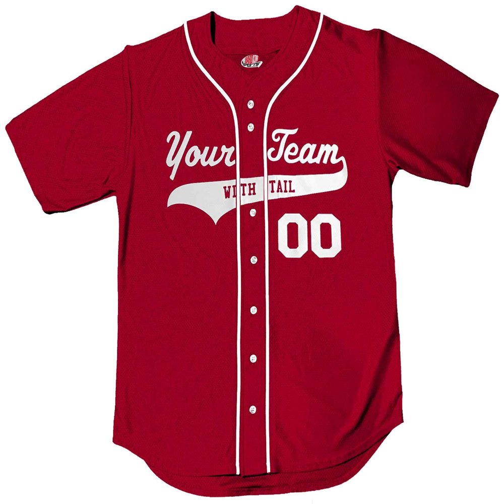 Cardinal White Piping Braid Trim Classic Custom Baseball Jersey | Adult Medium