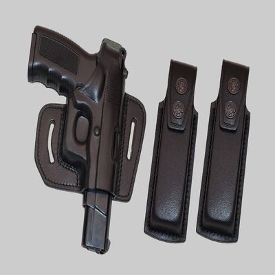 ALIS344202 Leather Pancake Holster Open-end Thumb Break RH & 2 Single Mag Pouches for Colt 1911 & All Other 1911 Models Handmade!