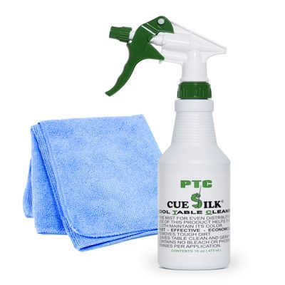 Cue Silk PTC Pool Table Cleaner 16 oz Bottle Bundle with Microfiber cloth