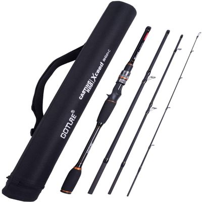 baitcasting Rod, 4 Piece Casting Spinning Fishing Rods Portable 4 pc Lightweight Carbon Fiber Poles M Power MF Action 8ft