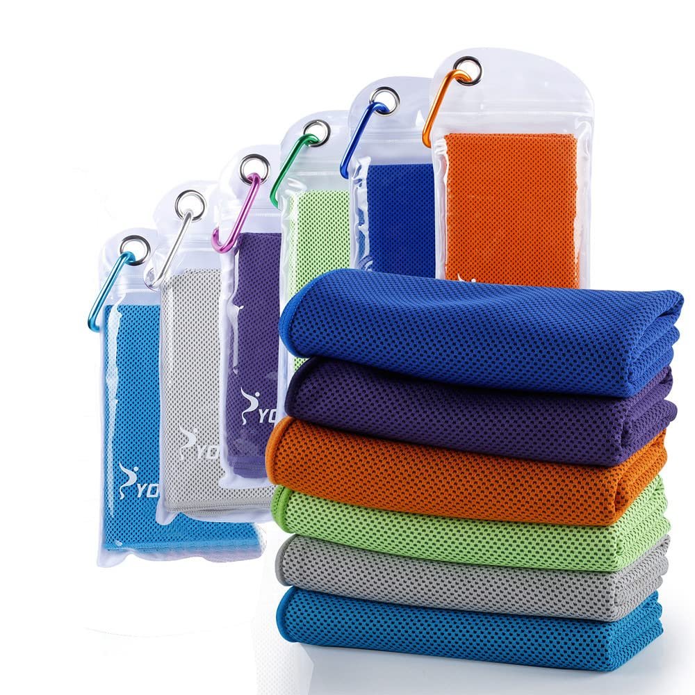 SYOURSELF Cooling Towels for Neck and Face, 6 Pack 40" x 12" Cooling Towel for Hot Weather, Soft Breathable Instant Cool Chilly Pad for Sports Golf Yoga Gym Athletes Camping Ice Towels(Mix-6pcs)