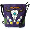 Zelris Longhorn Skull Embroidered Feather Cactus Design Women Concealed Carry Crossbody Messenger Bag (Purple) view 1