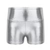 YEAHDOR Big Girls' Metallic High Waist Ballet Jazz Dance Booty Shorts Gymnastics Sports Tumbling Workout Legging Silver 8 view 1