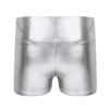 YEAHDOR Big Girls' Metallic High Waist Ballet Jazz Dance Booty Shorts Gymnastics Sports Tumbling Workout Legging Silver 8 view 2
