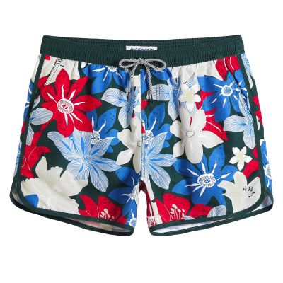 maamgic Mens Short 80s 90s Vintage Swim Trunks with Mesh Lining Quick Dry Bathing Suit Board Shorts Floral Blue Small