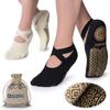 Ozaiic Pilates Socks for Women Non Slip Grip, Yoga Socks with Grippers for Barre, Hospital, Ballet, Dance, Barefoot Workout (2 Pairs- Black/Beige1st Anniversary edition, one_size) view 1