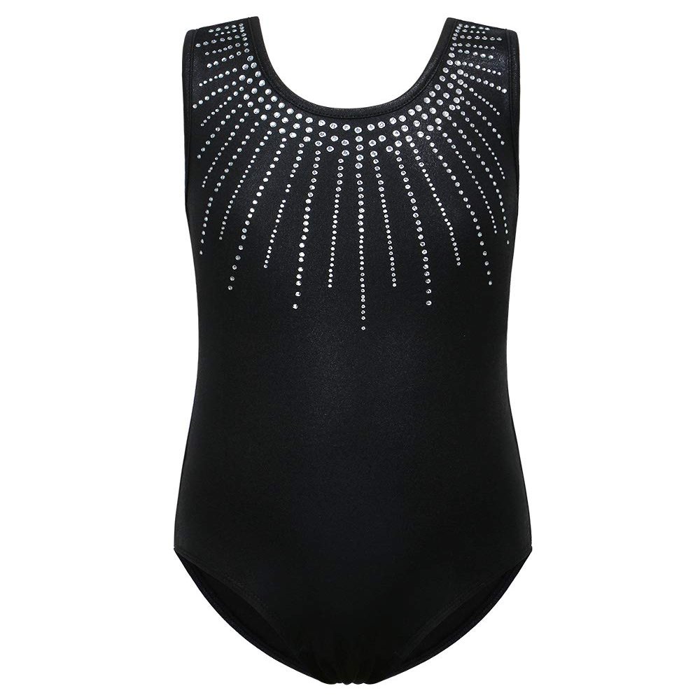 BAOHULU Gymnastics Leotards for Girls Shiny Jewels Kids Athletic Apperal Dance Outfit B199_Black_10A