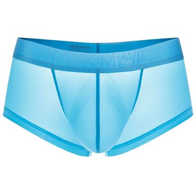 JOCKMAIL Ultra-thin Ice Sexy Underwear Men Boxers Solid Convex Mens Underpants Short Panties Gay Male Boxers (XXL, Blue)