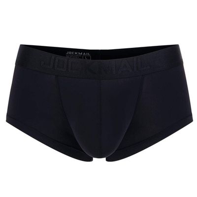 JOCKMAIL Ultra-thin Ice Sexy Underwear Men Boxers Solid Convex Mens Underpants Short Panties Gay Male Boxers (L, Black)