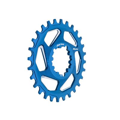 Funn Solo DX Narrow Wide Chainring for 9 10 11 12 Speed Chain, Fits SRAM Direct Mount Interface Crankset, Boost 3mm Offset, Single Speed Bike Chain Ring for MTB, BMX Bike and Road Bike (28T, Blue)