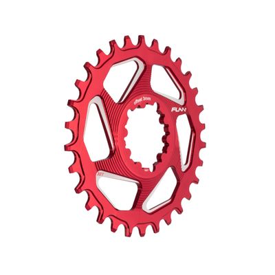Funn Solo DX Narrow Wide Chainring for 9 10 11 12 Speed Chain, Fits SRAM Direct Mount Interface Crankset, Boost 3mm Offset, Single Speed Bike Chain Ring for MTB, BMX Bike and Road Bike (30T, Red)