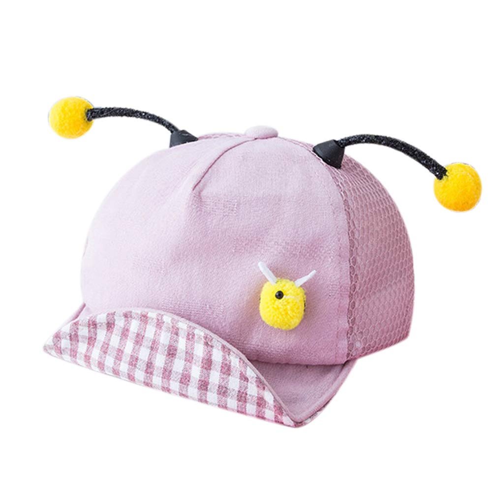 Baby Cartoon Cap Kids Summer Sun Hat Boys UV Protection Caps Girls Cute Soft Brim Baseball Cap for Kid with Insect Ears(Pink)
