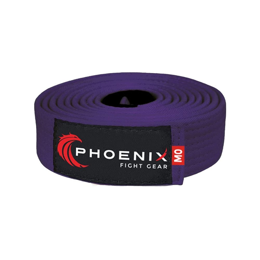 Phoenix Fight Gear BJJ Belt for Jiu Jitsu- A0, A1, A2, A3, A4, A5, White, Yellow, Orange, Purple, Blue, Green, Grey, Black (Purple, A5)