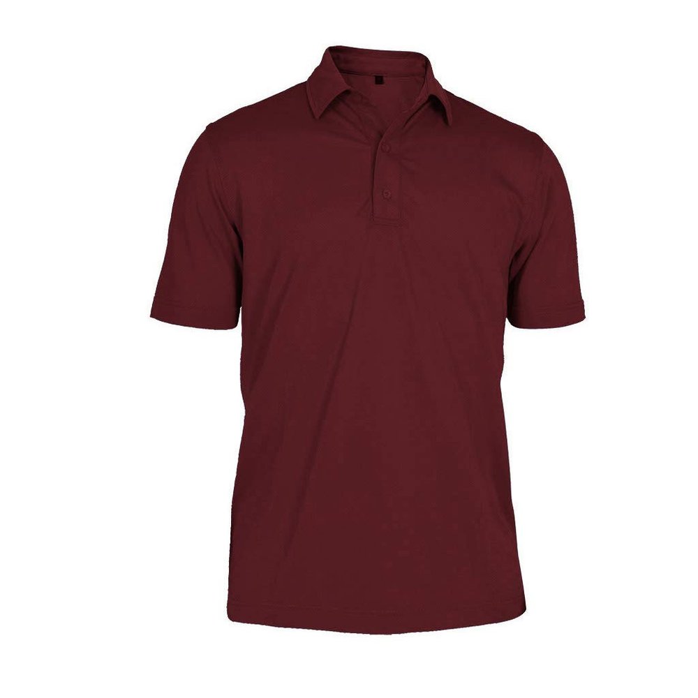 Monterey Club Men's Point Collar Medium Weight Pique Solid Polo Shirt #1300 (Maroon, Small)