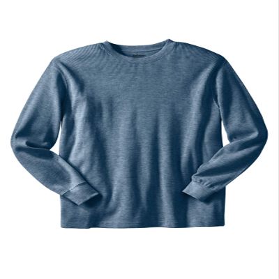 KingSize Men's Big & Tall Waffle-Knit Thermal Crewneck Tee - Tall - 6XL, Heather Slate Blue Long Underwear Top