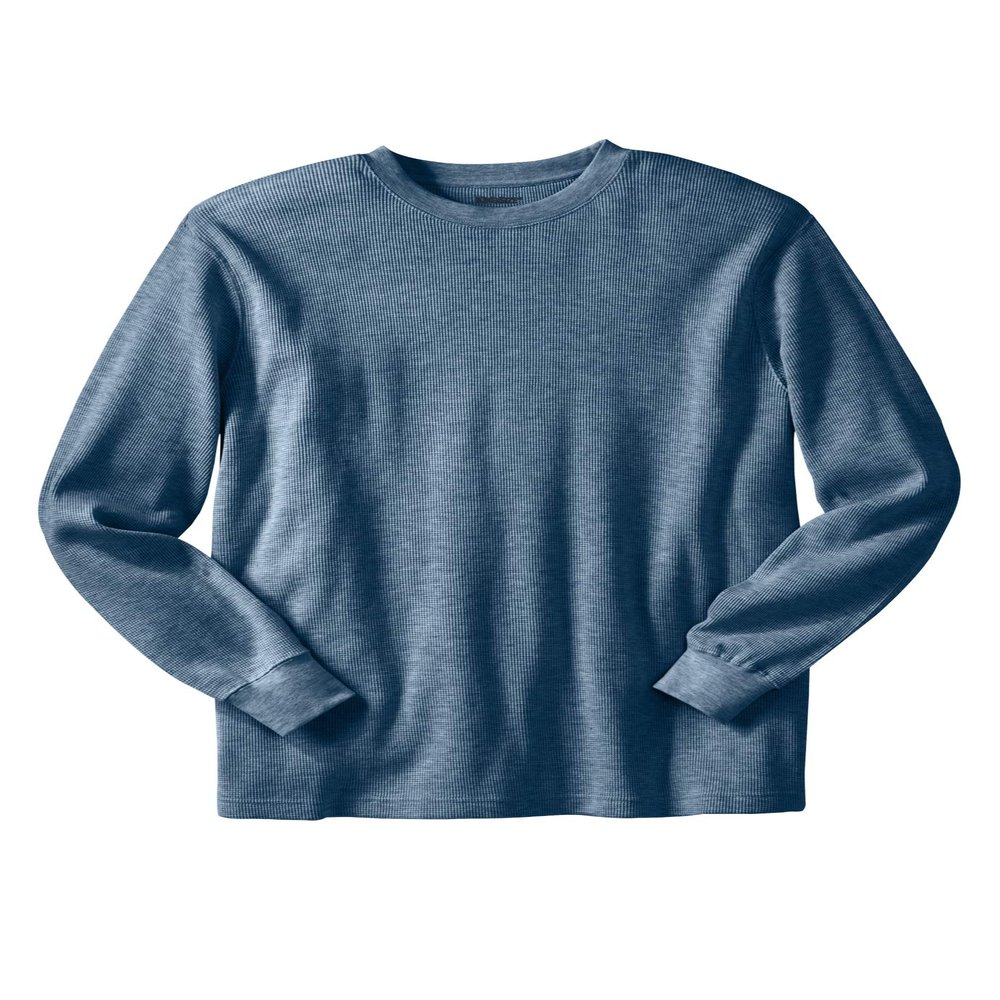 KingSize Men's Big & Tall Waffle-Knit Thermal Crewneck Tee - Tall - 6XL, Heather Slate Blue Long Underwear Top