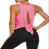 Bestisun Women Yoga Athletic Tops Tie Back Workout Tennis Gym Shirts Backless Active Fitness Running Clothes Pink S view 1