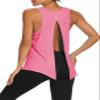 Bestisun Women Yoga Athletic Tops Tie Back Workout Tennis Gym Shirts Backless Active Fitness Running Clothes Pink S view 3