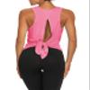 Bestisun Women Yoga Athletic Tops Tie Back Workout Tennis Gym Shirts Backless Active Fitness Running Clothes Pink S view 4