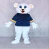 rushopn Cute White Bear with Black Shirt Mascot Costumes Animal