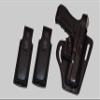 ALIS3372090 Pancake Leather Holster Thumb Break RH & Two Single Magazine Pouches for Glock 17 Glock 22 Handmade! view 1